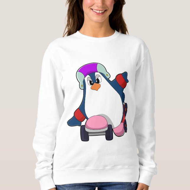 Pinguin als Inline-Skater mit Inline-Skaten Sweatshirt (Vorderseite)