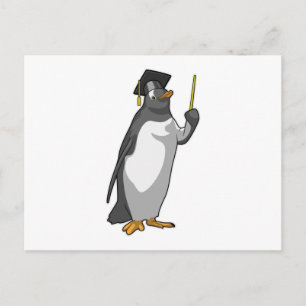 Pinguin als Lehrer mit Zeigestock Postkarte