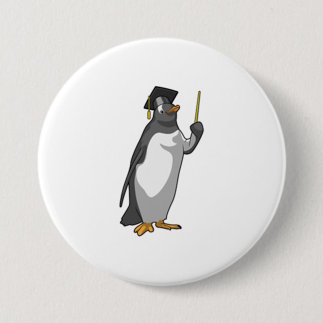 Pinguin als Lehrerin mit Pointer Button (Vorderseite)