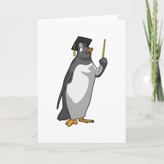 Pinguin als Lehrerin mit Pointer Karte (Vorderseite)