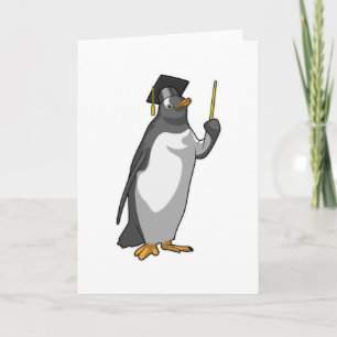 Pinguin als Lehrerin mit Pointer Karte