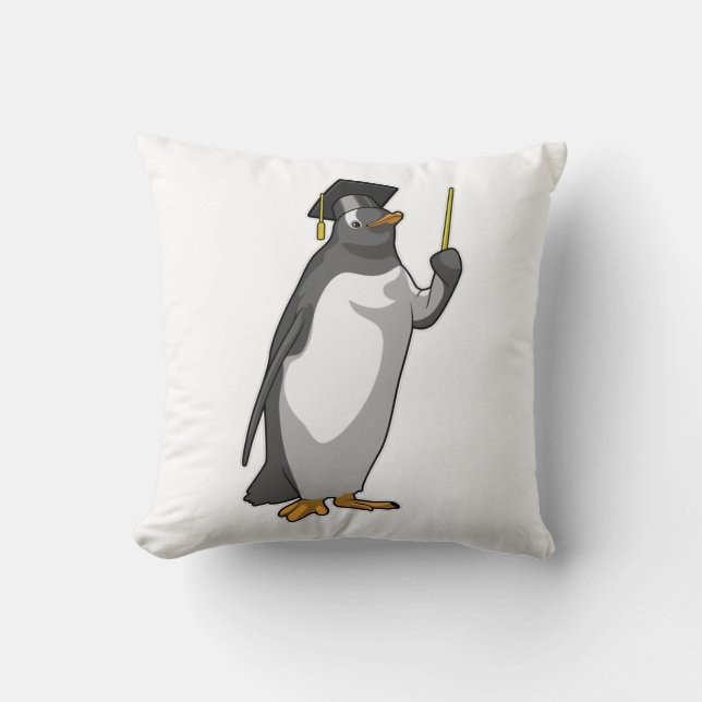 Pinguin als Lehrerin mit Pointer Kissen (Vorderseite)