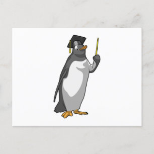 Pinguin als Lehrerin mit Pointer Postkarte