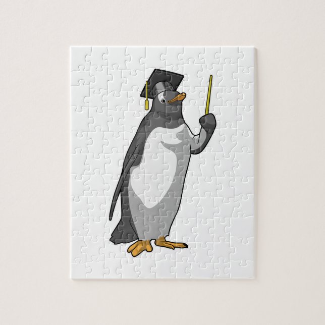 Pinguin als Lehrerin mit Pointer Puzzle (Vertikal)