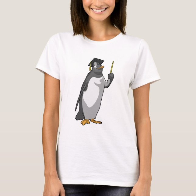 Pinguin als Lehrerin mit Pointer T-Shirt (Vorderseite)