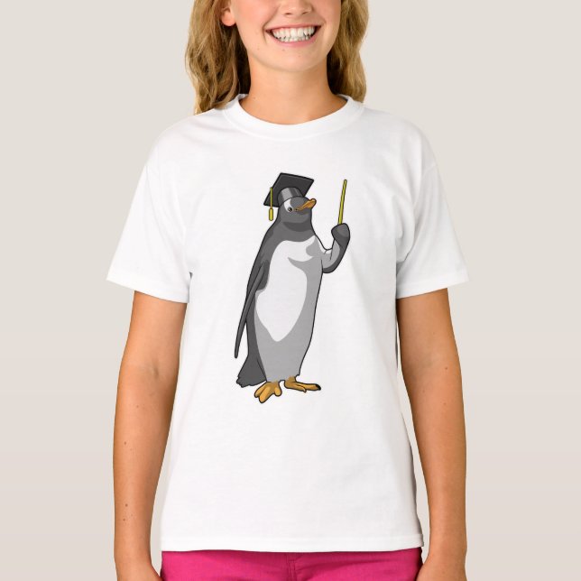 Pinguin als Lehrerin mit Pointer T-Shirt (Vorderseite)