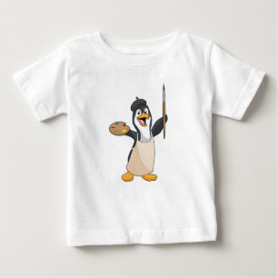 Pinguin als Maler mit Pinsel und Farbe Baby T-shirt