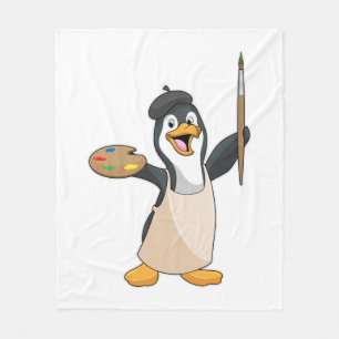 Pinguin als Maler mit Pinsel und Farbe Fleecedecke
