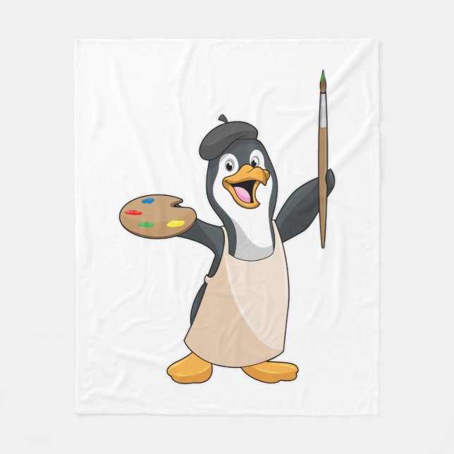 Pinguin als Maler mit Pinsel und Farbe Fleecedecke (Vorderseite)