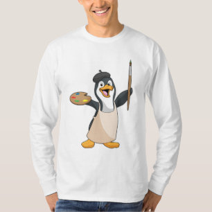Pinguin als Maler mit Pinsel und Farbe T-Shirt