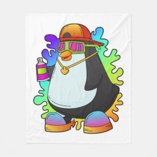 Pinguin als Maler mit Spray Fleecedecke