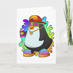 Pinguin als Maler mit Spray Karte