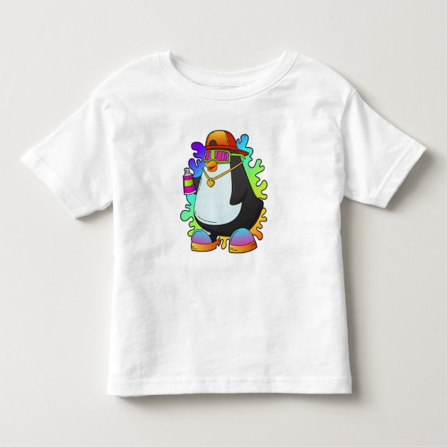 Pinguin als Maler mit Spray Kleinkind T-shirt (Vorderseite)