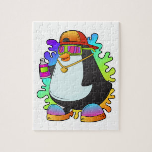 Pinguin als Maler mit Spray Puzzle