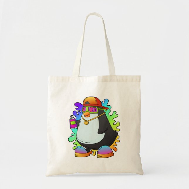 Pinguin als Maler mit Spray Tragetasche (Vorne)