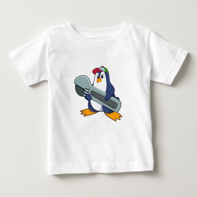 Pinguin als Mechaik mit Tool Baby T-shirt (Vorderseite)