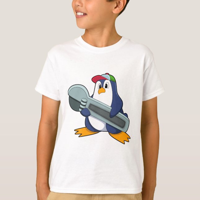 Pinguin als Mechaik mit Tool T-Shirt (Vorderseite)