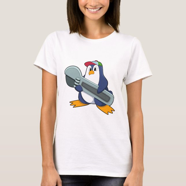 Pinguin als Mechaik mit Tool T-Shirt (Vorderseite)