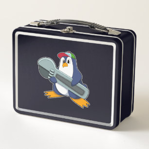 Pinguin als Mechaniker mit Werkzeug Metall Brotdose