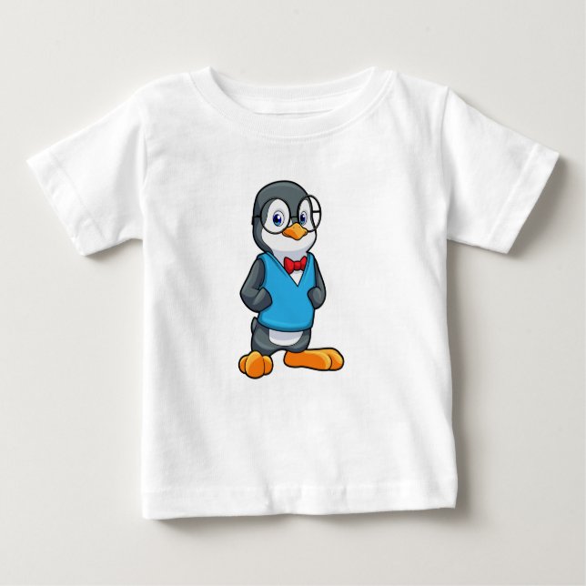 Pinguin als Nerd mit Brille Baby T-shirt (Vorderseite)