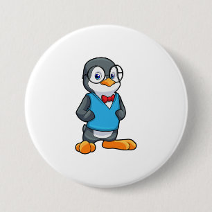 Pinguin als Nerd mit Brille Button