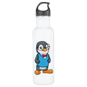 Pinguin als Nerd mit Brille Edelstahlflasche
