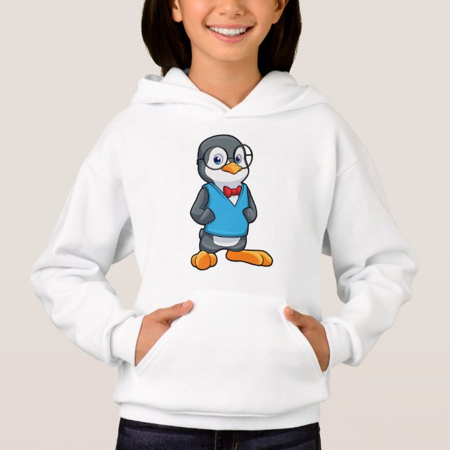 Pinguin als Nerd mit Brille Hoodie (Vorderseite)