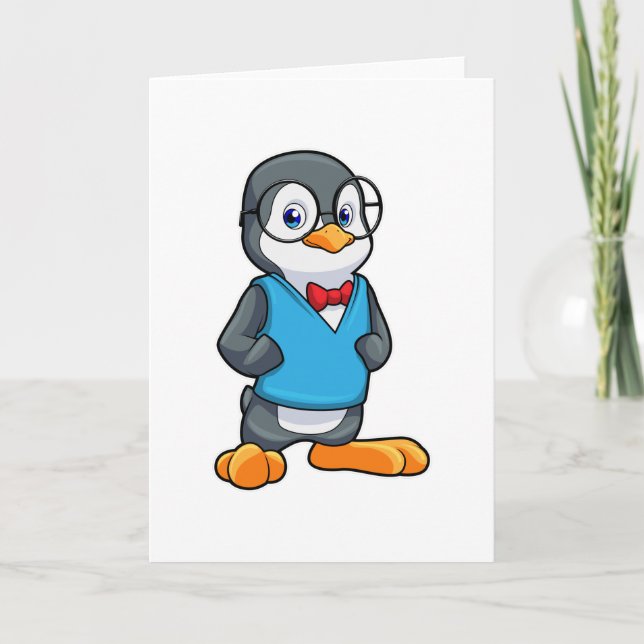 Pinguin als Nerd mit Brille Karte (Vorderseite)