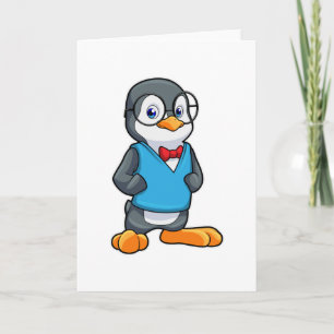 Pinguin als Nerd mit Brille Karte