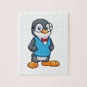 Pinguin als Nerd mit Brille Puzzle