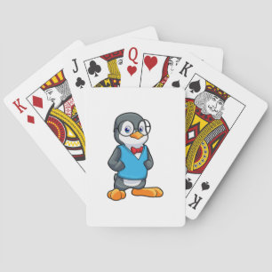 Pinguin als Nerd mit Brille Spielkarten