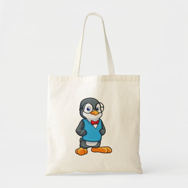 Pinguin als Nerd mit Brille Tragetasche (Vorne)