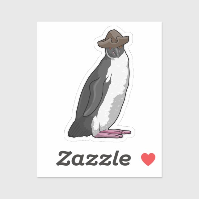 Pinguin als Pirate mit Hut Aufkleber (Blatt)