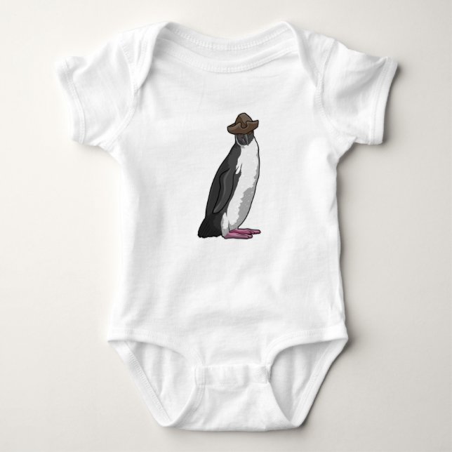 Pinguin als Pirate mit Hut Baby Strampler (Vorderseite)