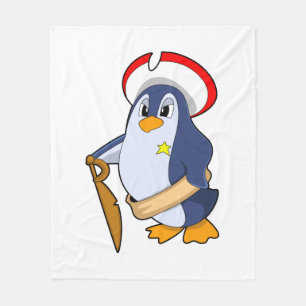 Pinguin als Pirate mit Hut Fleecedecke