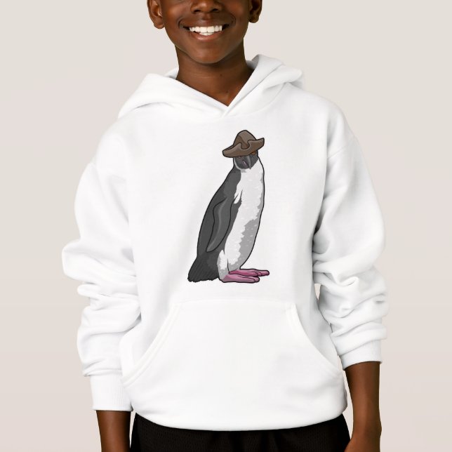 Pinguin als Pirate mit Hut Hoodie (Vorderseite)