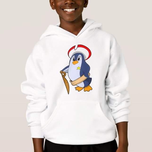 Pinguin als Pirate mit Hut Hoodie (Vorderseite)