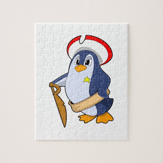 Pinguin als Pirate mit Hut Puzzle (Vertikal)
