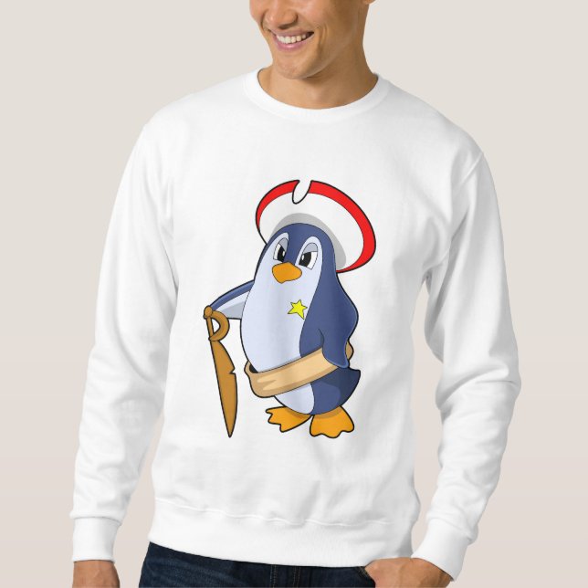 Pinguin als Pirate mit Hut Sweatshirt (Vorderseite)