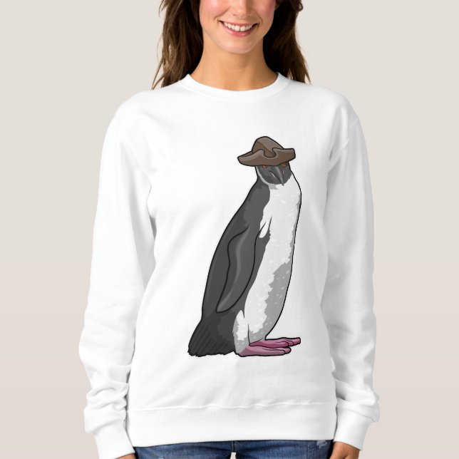 Pinguin als Pirate mit Hut Sweatshirt (Vorderseite)