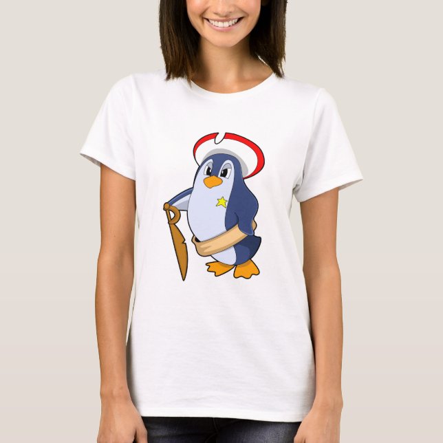 Pinguin als Pirate mit Hut T-Shirt (Vorderseite)