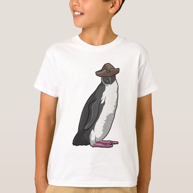 Pinguin als Pirate mit Hut T-Shirt (Vorderseite)