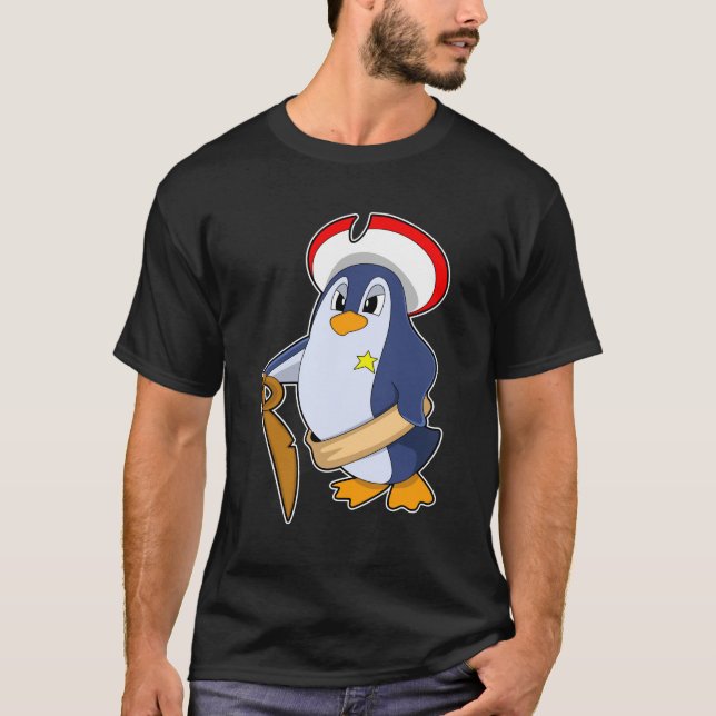 Pinguin als Pirate mit Hut T-Shirt (Vorderseite)