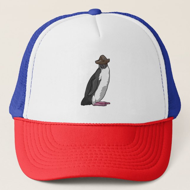 Pinguin als Pirate mit Hut Truckerkappe (Vorderseite)
