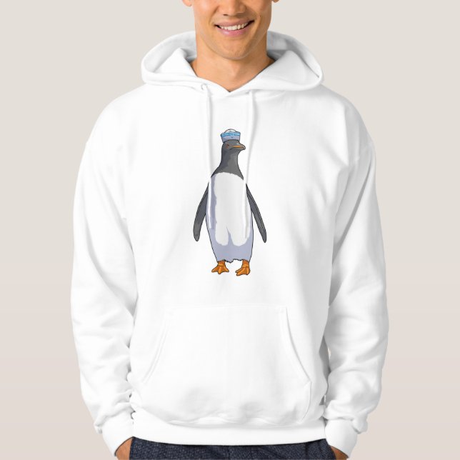 Pinguin als Sailor mit Hut Hoodie (Vorderseite)