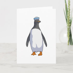 Pinguin als Sailor mit Hut Karte