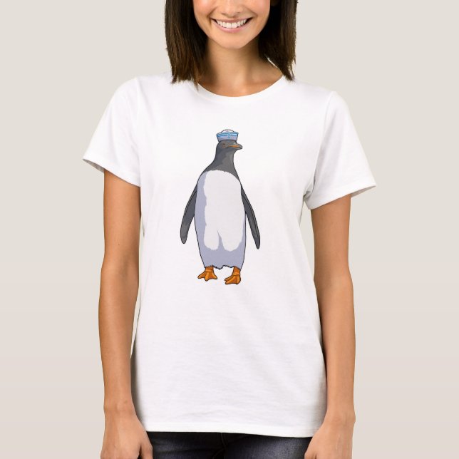 Pinguin als Sailor mit Hut T-Shirt (Vorderseite)