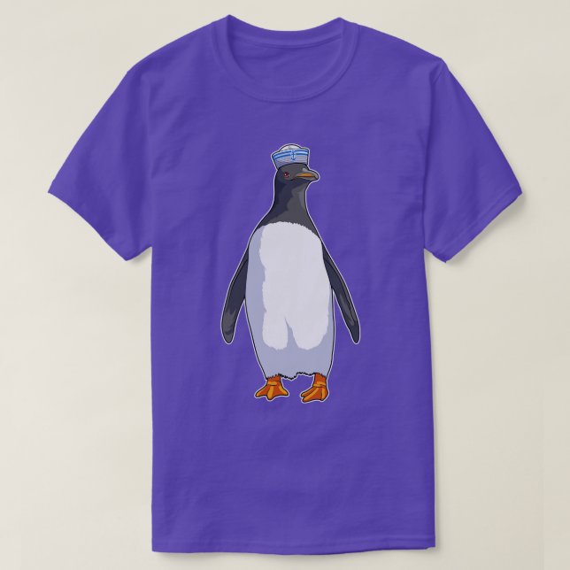 Pinguin als Sailor mit Hut T-Shirt (Design vorne)