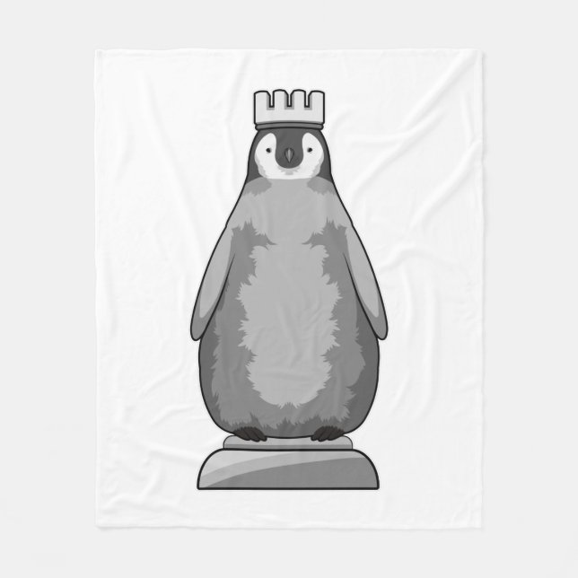 Pinguin als Schachstück King Fleecedecke (Vorderseite)