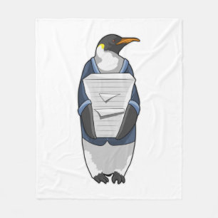 Pinguin als Sekretär mit Papierstapel Fleecedecke